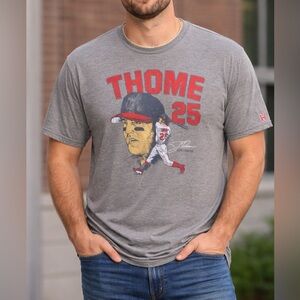 Homage Jim Thome #25 Graphic T-Shirt Gray XL MLB Cleveland Indians Vintage Style